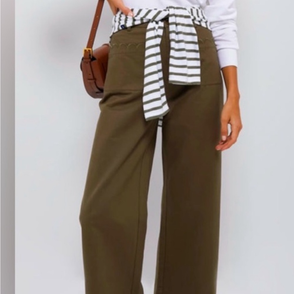 NWT Tuckernuck Army Green Wide Leg Chino Davis Pant